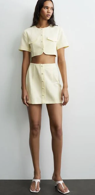 matching set Zara Linen Blend Cropped Top And Skirt Set M eBay - highq518 $79.99