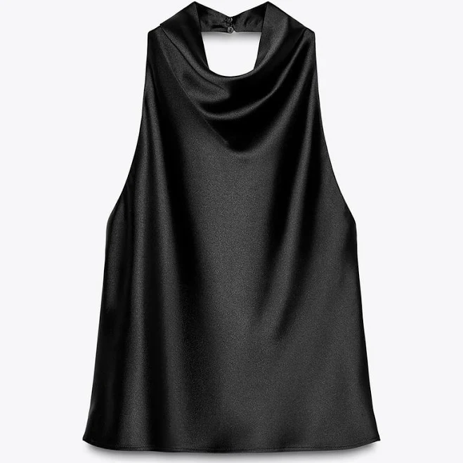 crop top Zara Women's Satin Halter Top Zara USA $39.9