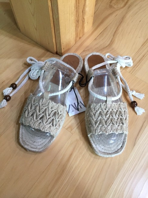 shoes Zara Women's Tan Woven Jute Sole Ankle Tie Espadrille Sandals Size 9 NWT eBay $46
