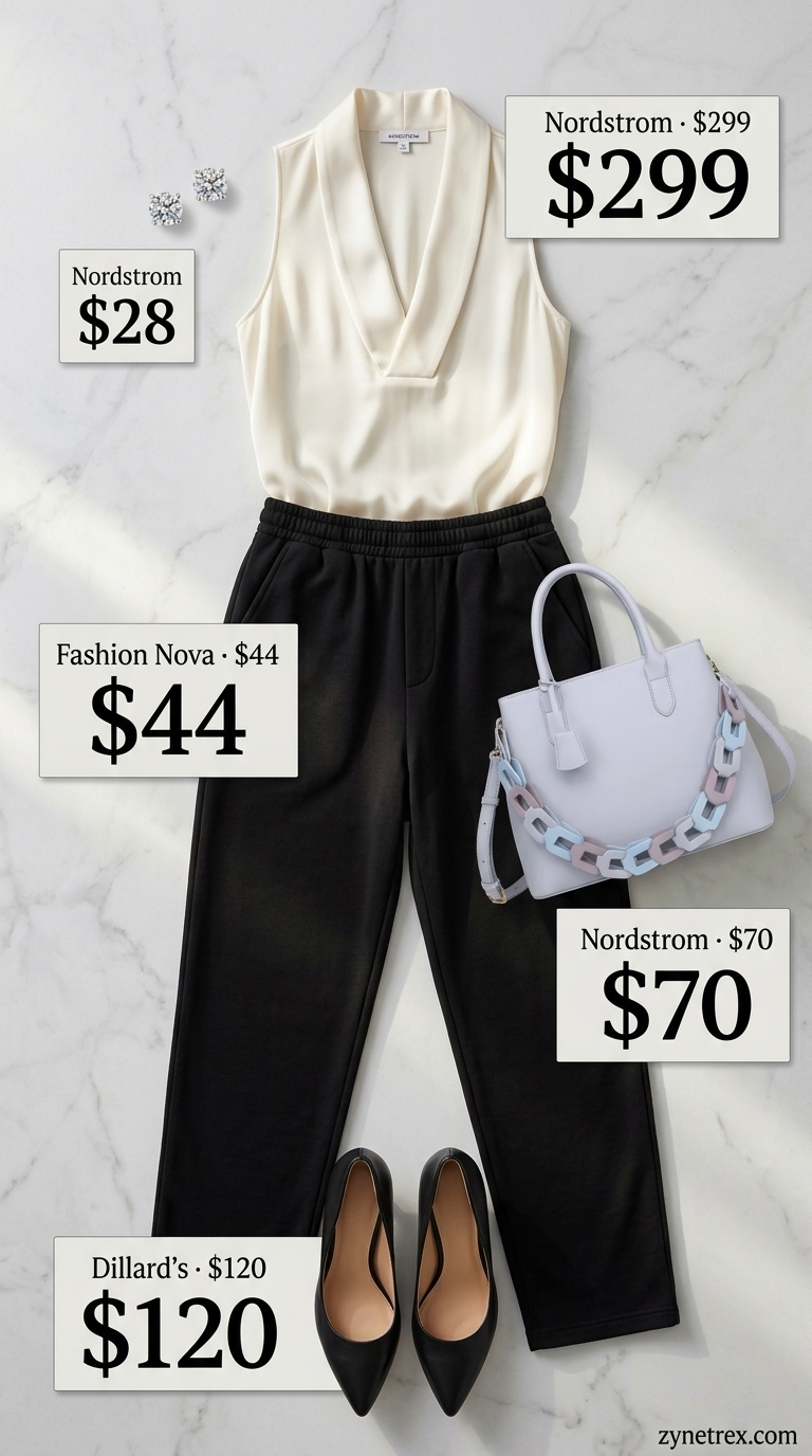 Gray pencil skirt, white blouse, and silver earrings for professional summer work outfits for women 2026.