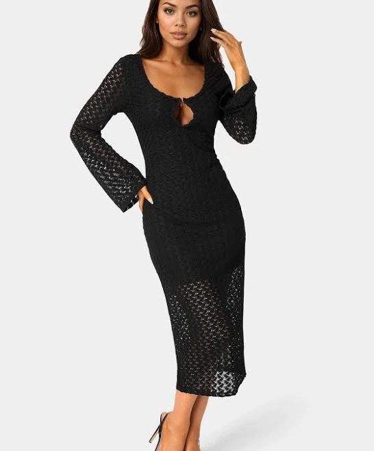 Bebe Women's Cut Out Crochet Maxi Dress