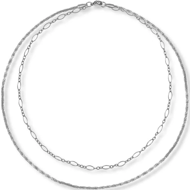 Delicate Layered Chain Necklace - Silver