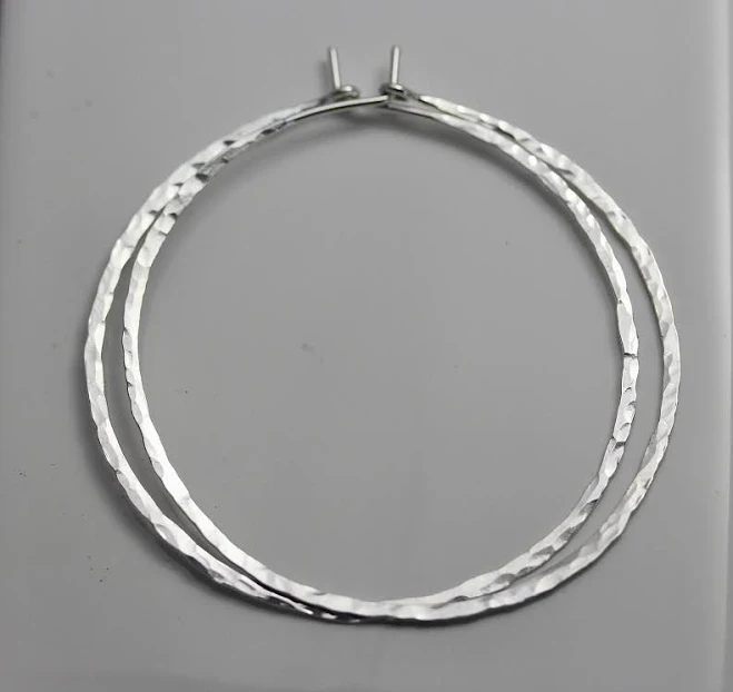 Tinysparklestudio Sterling Silver Hammered Texture Hoop Earrings