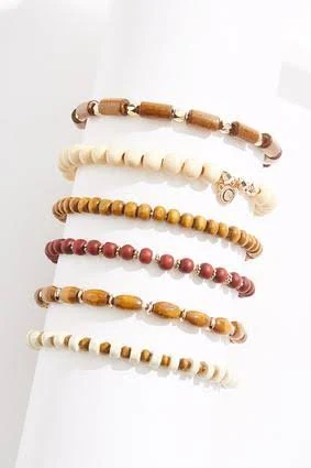 Wood Bead Stretch Bracelet Set