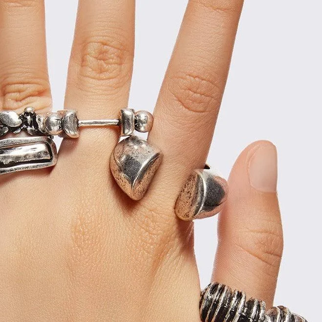 Grunge Chunky Metal Alloy Ring Set