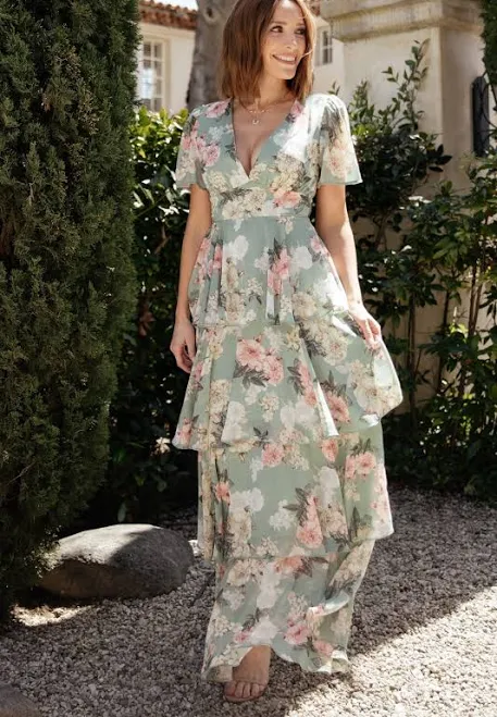 Baltic Born Womens Montaigne Ruffle Maxi Dress Floral