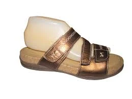 Clarks Beautiful Comfy Metallic Bronze Leather Triple Strap Slide Sandals 9.5M