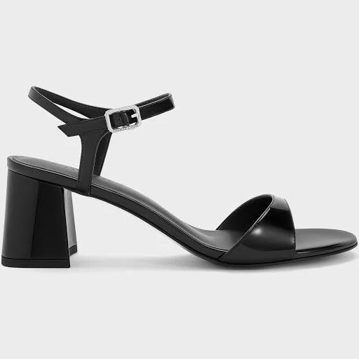 Charles & Keith Women's Patent Ankle-Strap Block-Heel Sandals