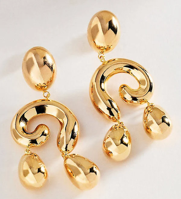Anthropologie Sculptural Deco Drop Earrings