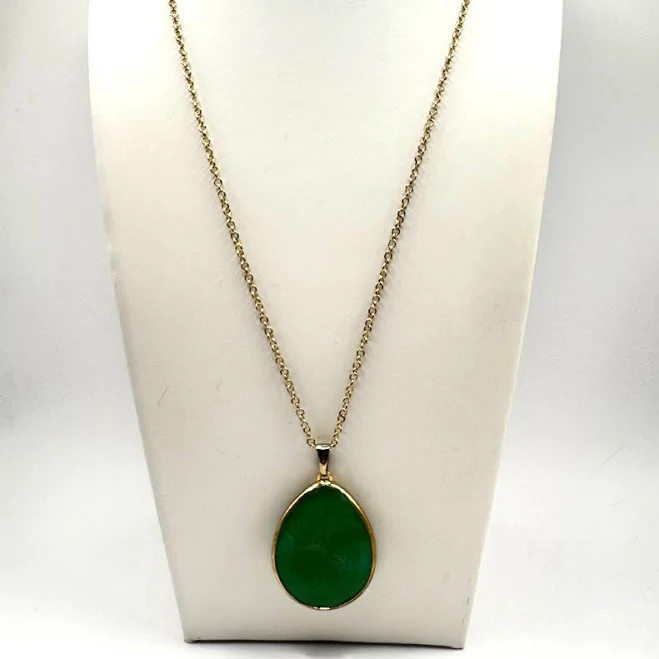 AtPerry's Aventurine Crystal Vintage Irregular Pendant Necklace