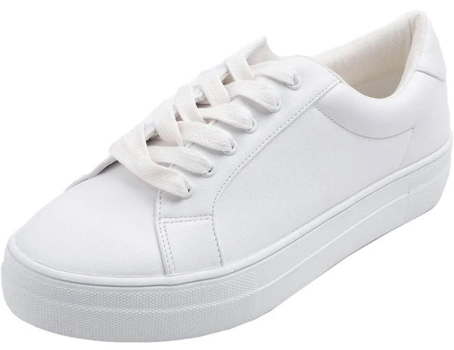 Feversole Women's Vegan Leather Platform Lace-Up Sneakers