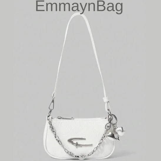 Minimalist Leather Baguette Purse with Silver Chain Accent