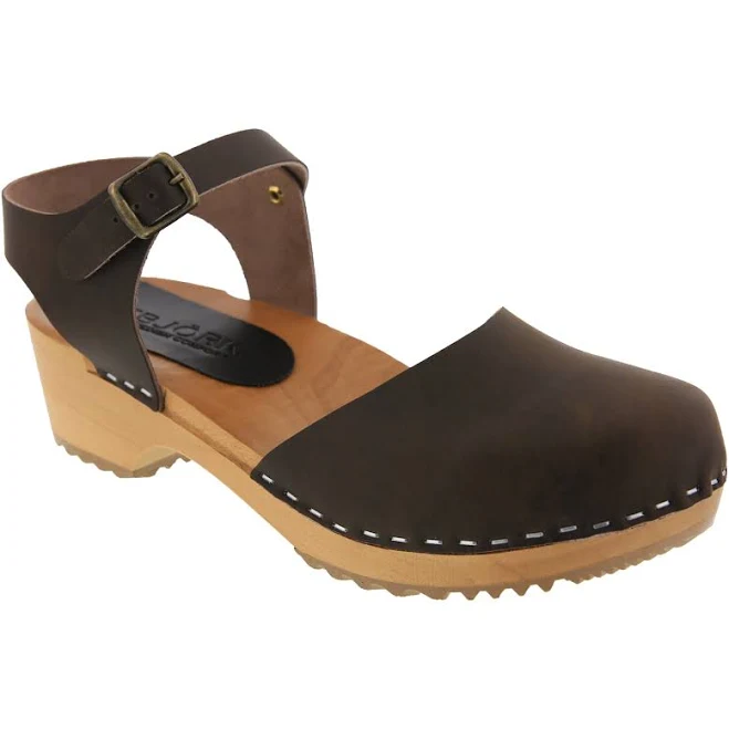 Alma Swedish Wood Clog Leather Sandals