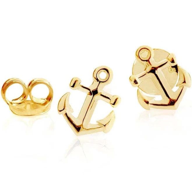 Gold Vermeil Anchor Stud Earrings