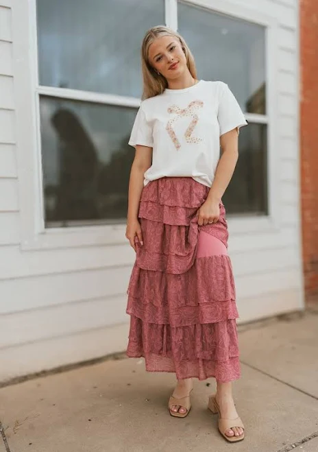 Lace Tiered Maxi Skirt