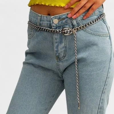 Anna-Kaci Women's Chain Belt with Buckle Detail