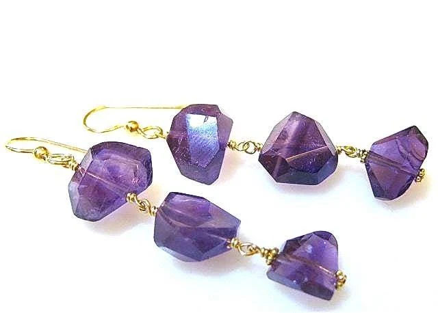 Gold Filled Amethyst Cascade Earrings