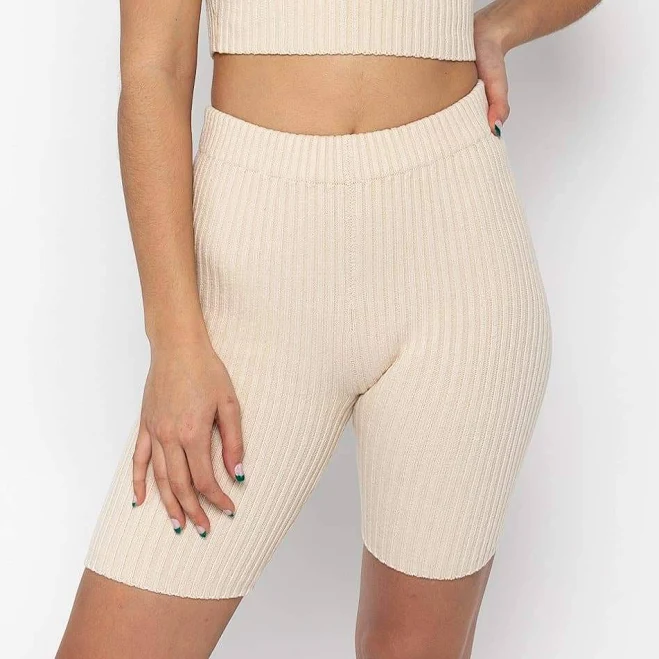 Los Angeles Apparel Women's Ultra Heavy Knit Ribbed Bike Shorts
