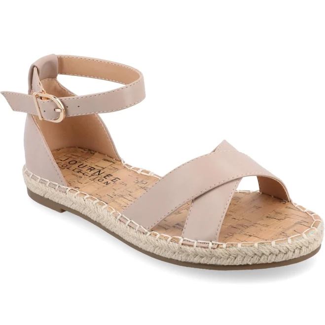 Journee Collection Women's Lyddia Espadrille Flat Sandals - Taupe - Size 7W