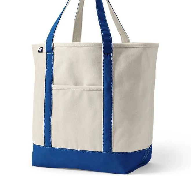 Lands' End Large 5 Pocket Open Top Canvas Tote Bag