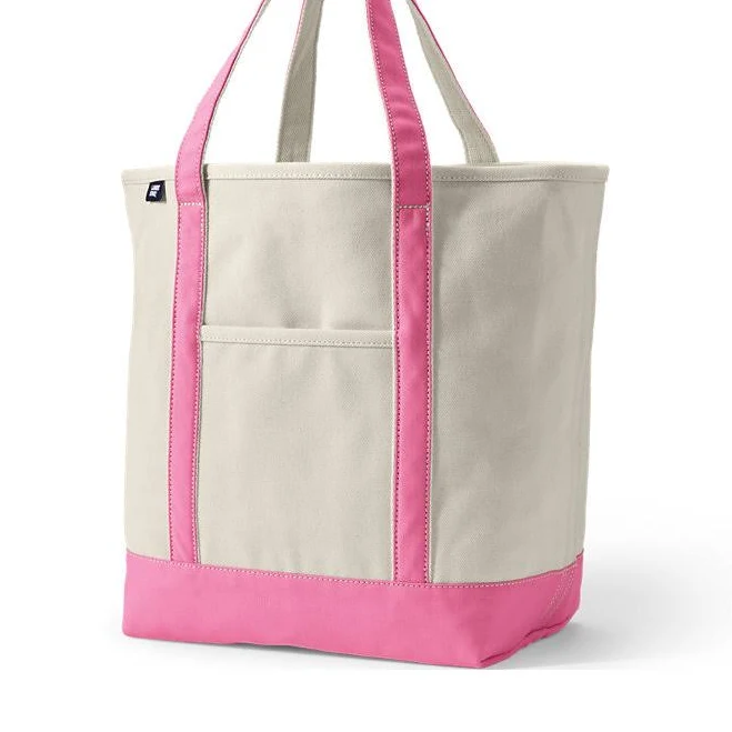Lands' End Large 5 Pocket Open Top Canvas Tote Bag