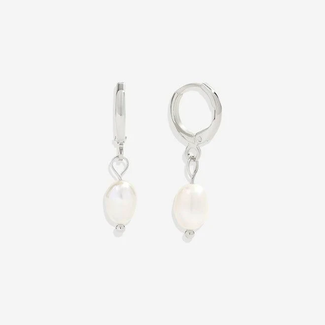 Mint & Lily Freshwater Pearl Drop Huggie Earrings