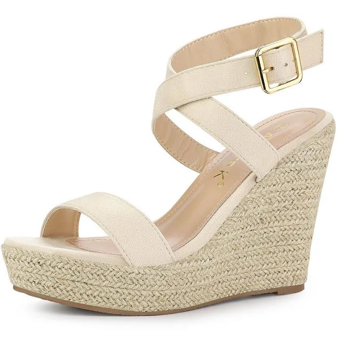 Blissful Step Women's Shoes Espadrille Wedge Slingback Crisscross Sandals