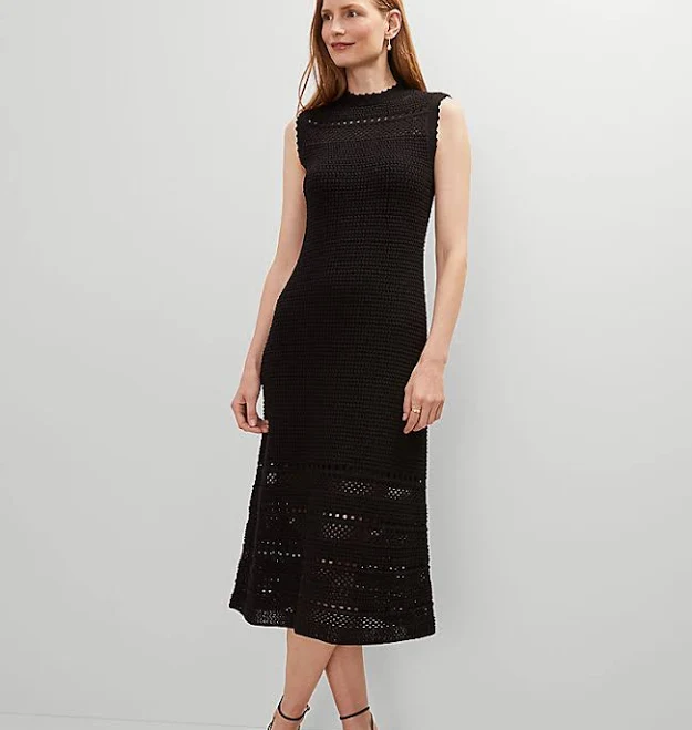 Ann Taylor Women's Petite Crochet Midi Dress