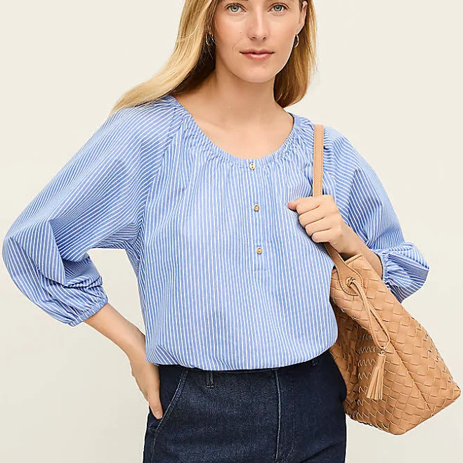 Ann Taylor Women's Striped Bubble Hem Top