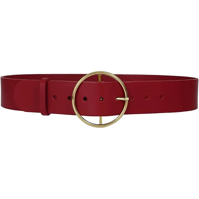Haute Cuir Women's Round Buckle Leather Belt