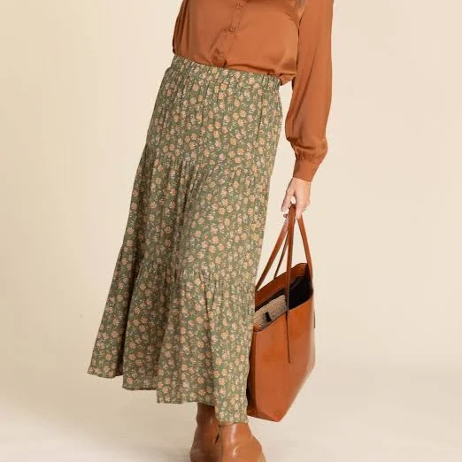 Floral Tiered Maxi Skirt