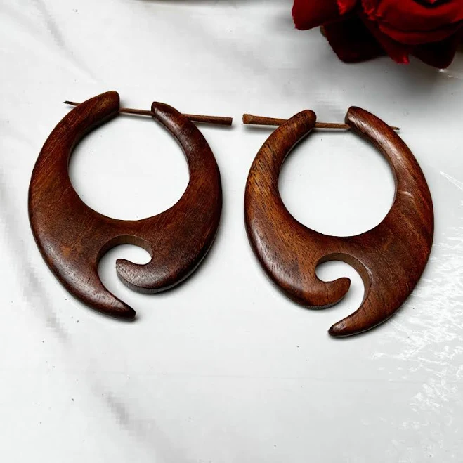 Boho Wooden Hoop Earrings