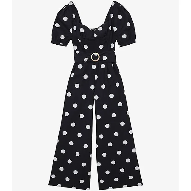 Reiss Women's Linen Polka- Dot Wide-Leg Jumpsuit