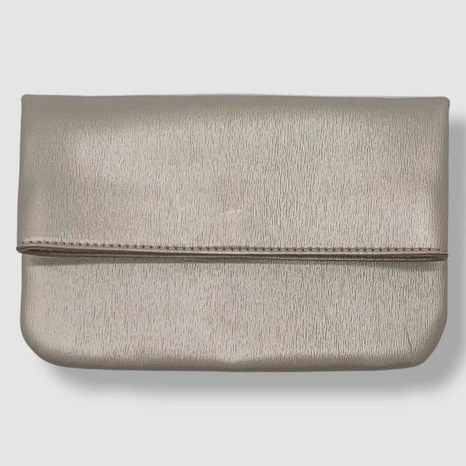 $100 Neiman Marcus Women's Silver Magnetic Folding Clutch Bag