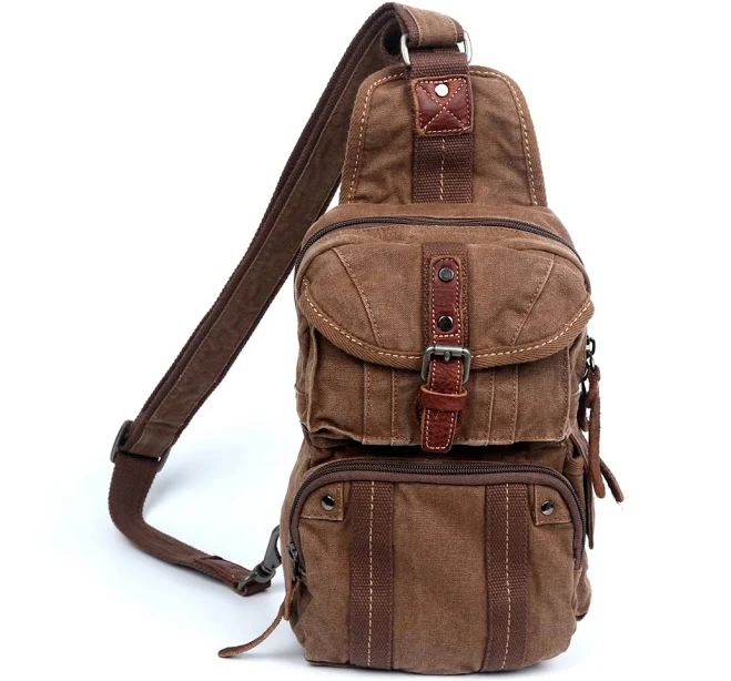 TSD Brand Sunset Cove Canvas Sling Bag