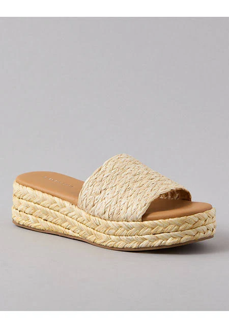 AE Raffia Espadrille Flatform Slide Sandal