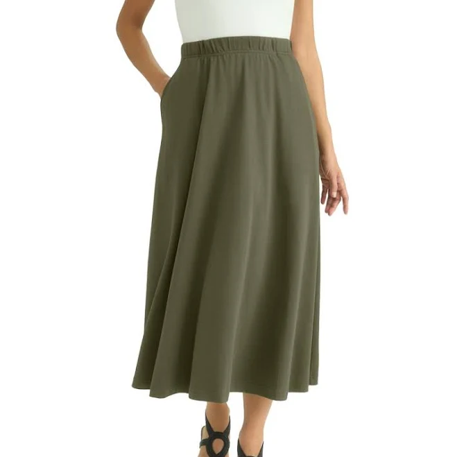 Jessica London Women's Soft Ease Midi Skirt