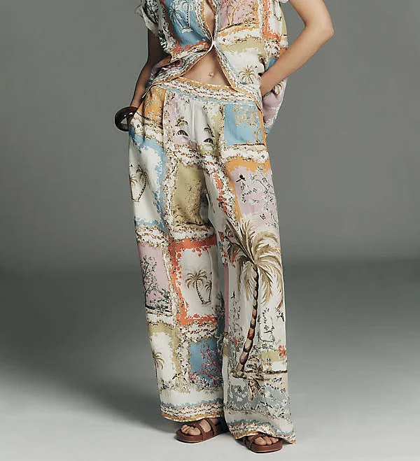 Ranna Gill Women's Wide-leg Tropical Print Pants