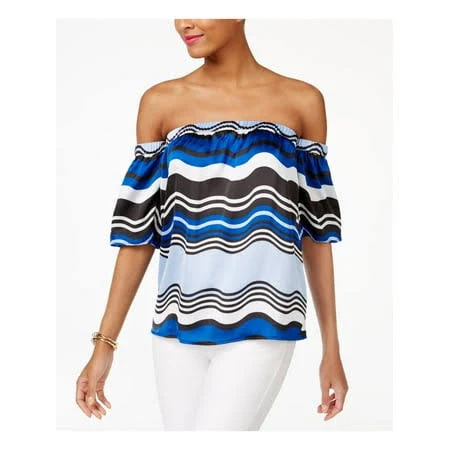 Inc Womens Blue Off Shoulder Top