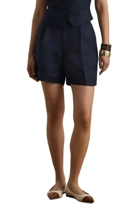 Ralph Lauren Women's Pleated Linen-Blend Twill Shorts