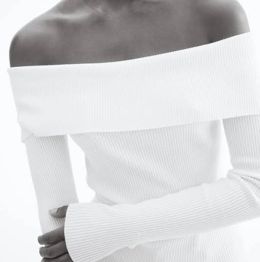 H&M Ladies Off-The-Shoulder Rib-Knit Top