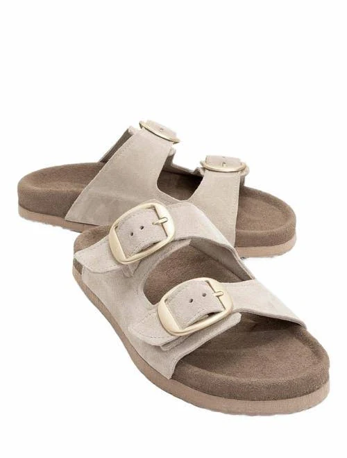 Forever & Always Shoes Ovesta Soft Footbed Leather Slide Sandal Women