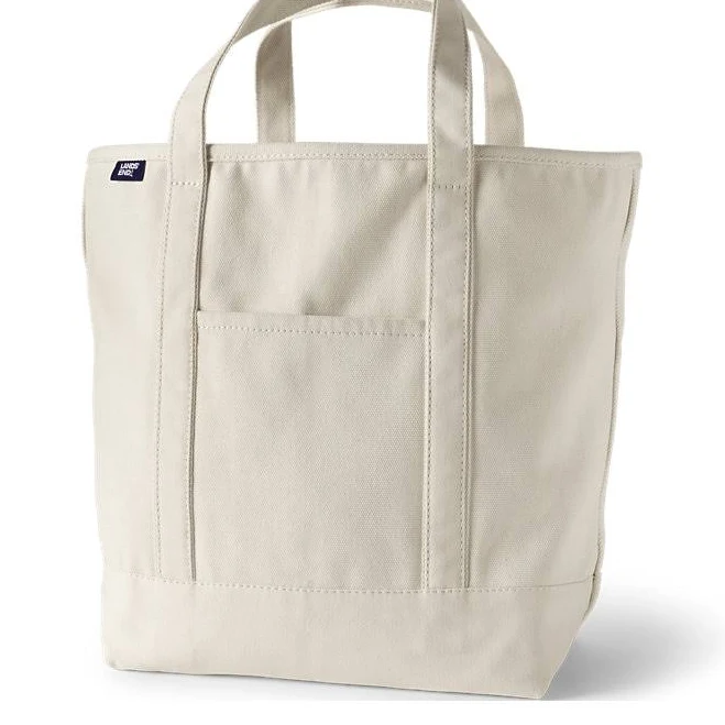 Lands' End Large 5 Pocket Open Top Canvas Tote Bag