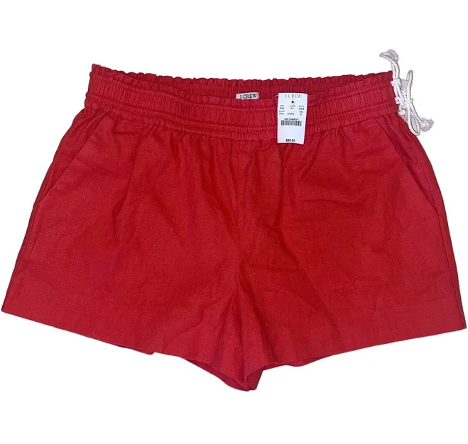 J. Crew Linen Blend High Rise Pull On Shorts Coral Orange 3” Inseam Sz