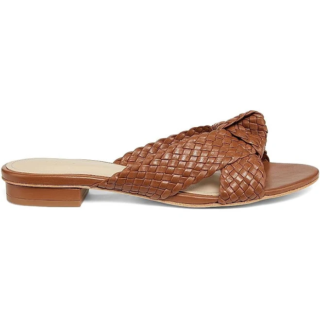 22élevé Women's Braided Knot Leather Sandals - Cognac - Size 6.5