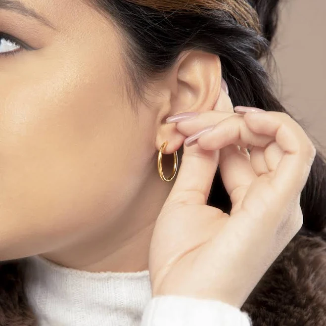 14K Gold Plated Minimalist Hoop Earrings