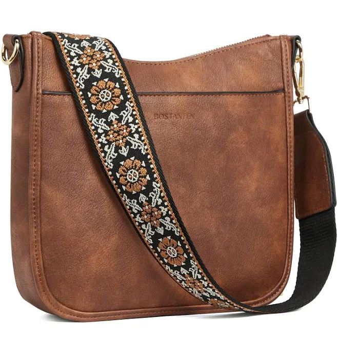 Bostanten Women's Vegan Leather Hobo Crossbody Bag