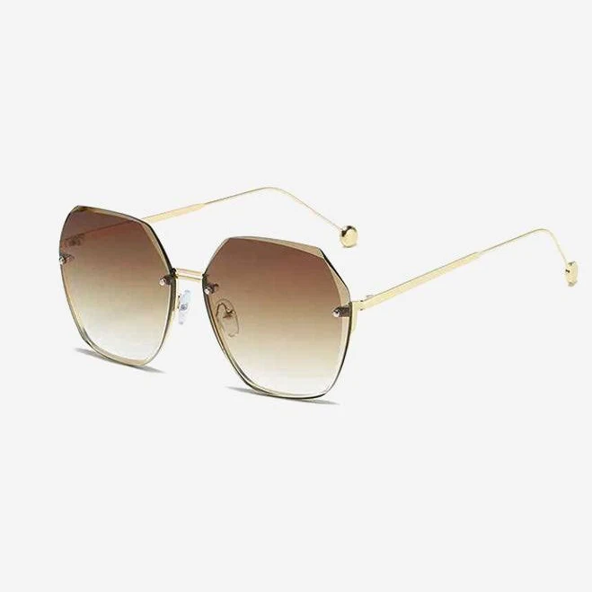 Oversized Hexagon Sunglasses with Ultra-Thin Gold Frame