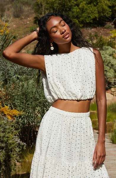 Astr The Label Nalley Eyelet Crop Top