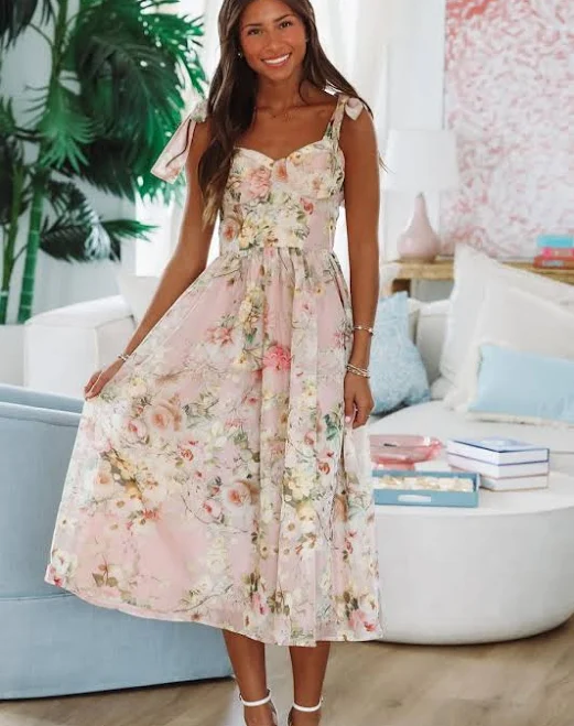 Keep The Flowers Midi Dress